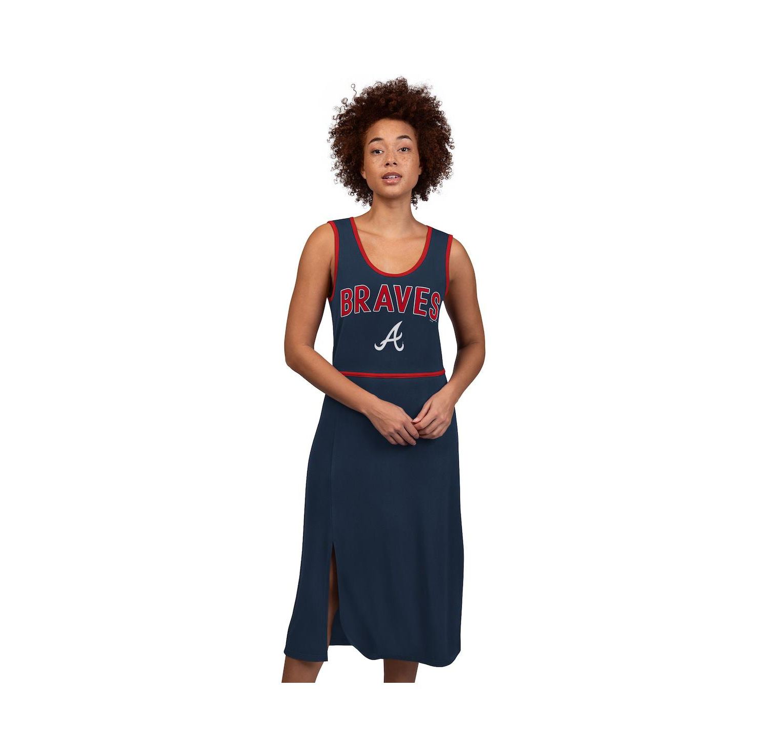 Women's Navy Atlanta Braves Center Field Maxi Dress