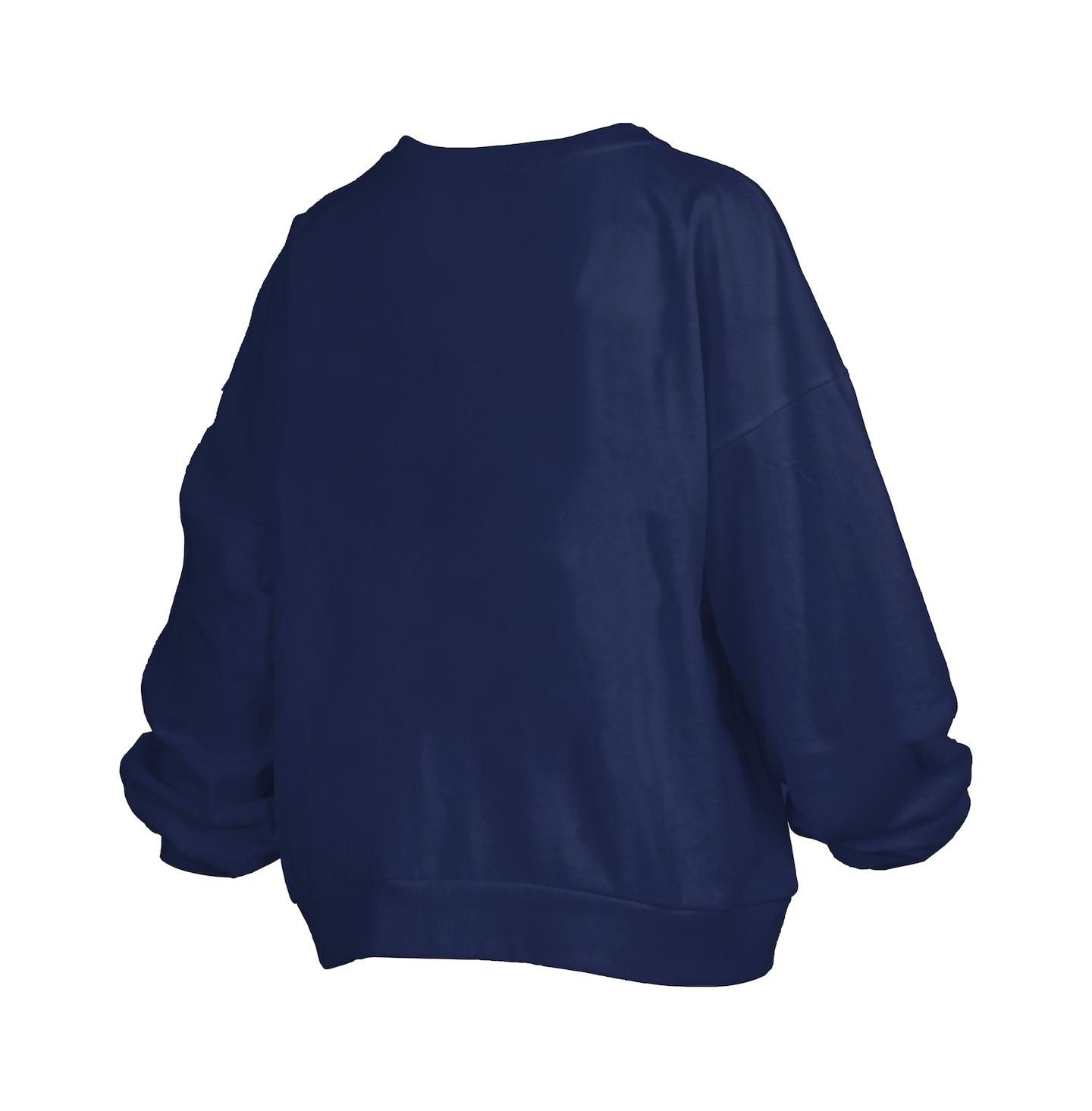 Женская толстовка Pressbox Navy Ole Miss Rebels Janise Arch Over Logo Waist Length Oversized Pullover — фото 2