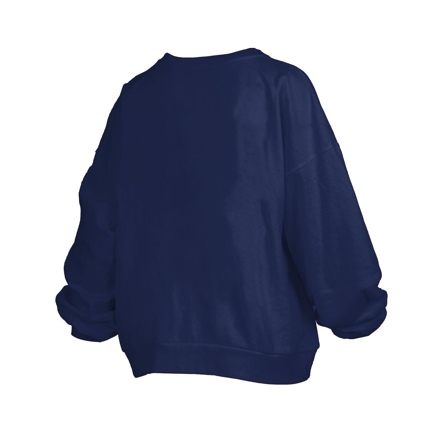 Women's Navy Ole Miss Rebels Janise Arch Over Logo Waist Length Oversized Pullover Sweatshirt