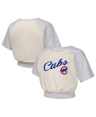 Outerstuff - Big Girls Cream Chicago Cubs Curve Ball Fashion Raglan T-Shirt