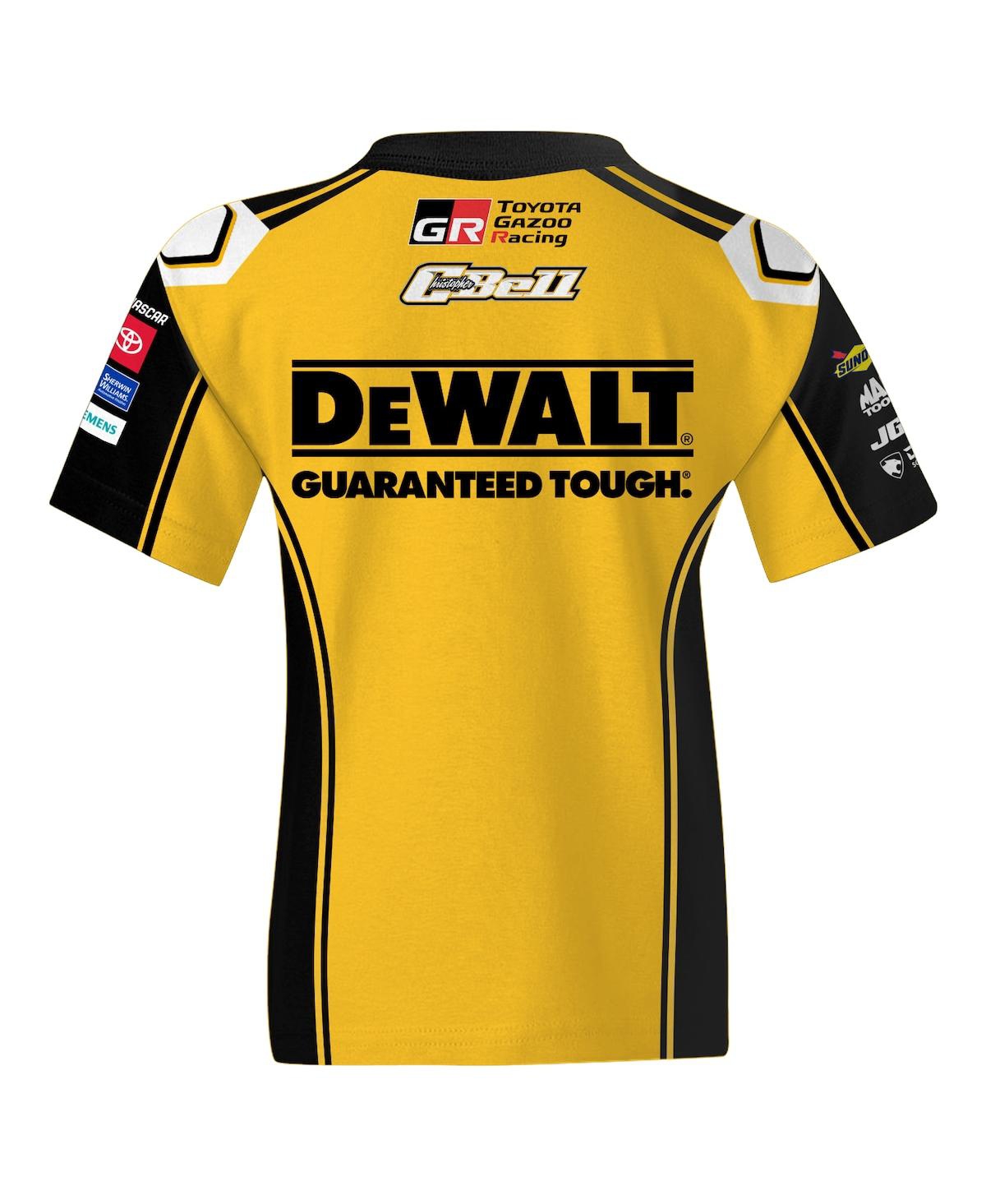 Joe Gibbs Racing Team Collection Big Boys And Girls Yellow Christopher Bell Dewalt Uniform T-shirt