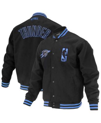 FISLL - Men's and Women's Black Oklahoma City Thunder Logo Man Shadow Collection Full-Snap Varsity Jacket