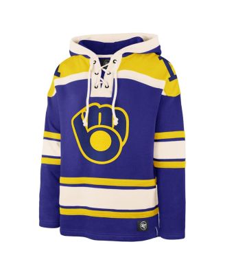 Men's Royal Milwaukee Brewers Superior Lacer Pullover Hoodie