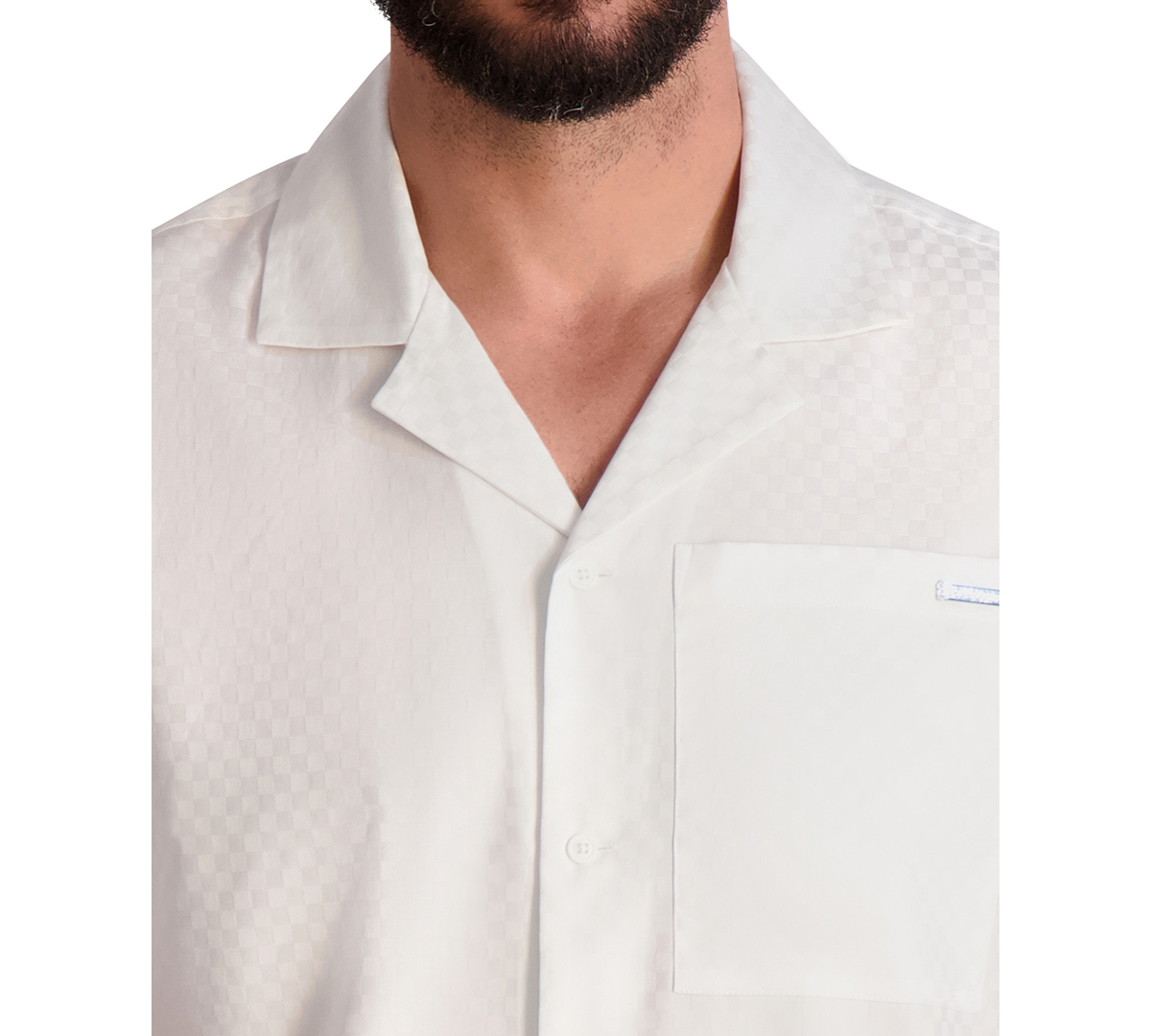 Karl Lagerfeld Men's Textured Tonal Checkered Shirt In White