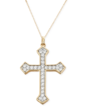 image of Diamond Cross Pendant Necklace (1 ct. t.w.) in 14k Gold