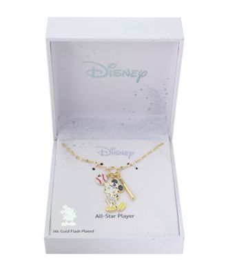 Mickey Mouse Crystal Baseball Charm Necklace