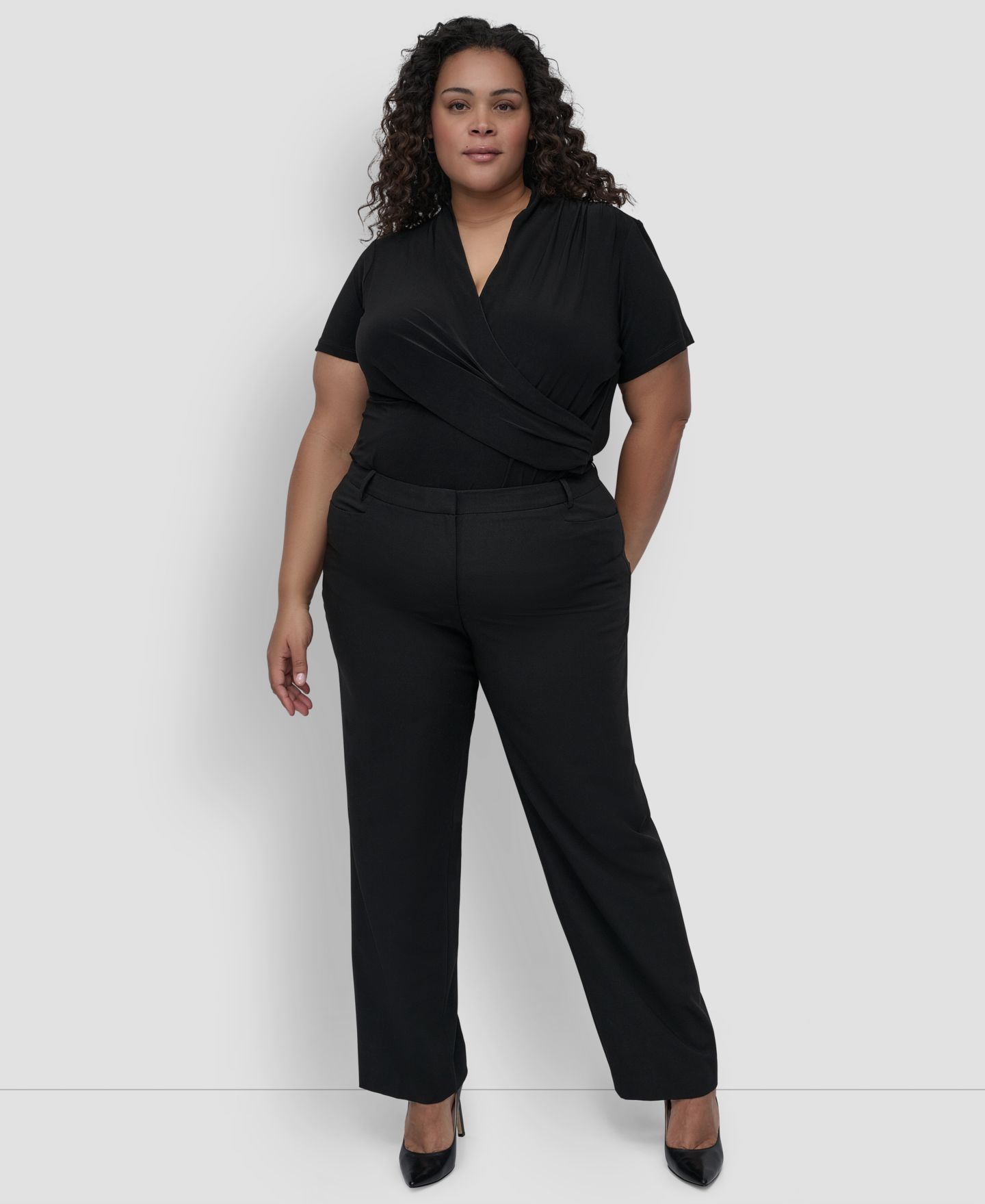 Женские брюки DKNY Plus Size Modern-Fit, цвет: Чёрный — фото 1