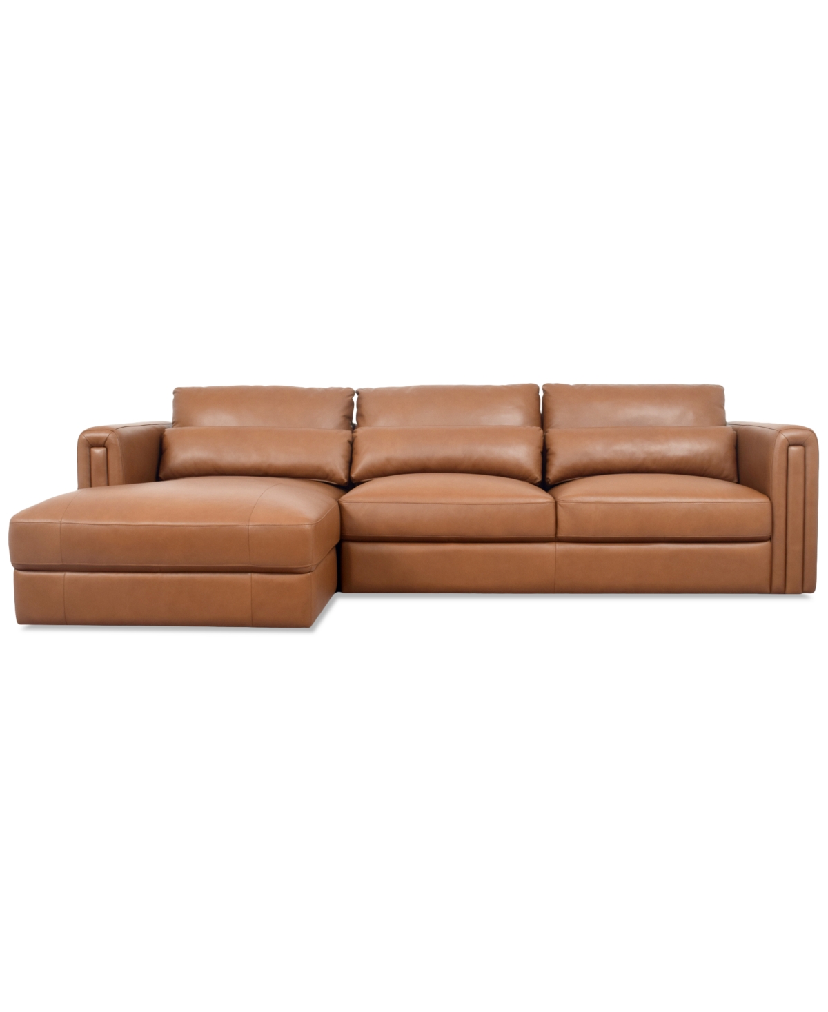 Macy's Touville 2-pc. Leather Sectional With Chaise, Exclusively At  In Brown