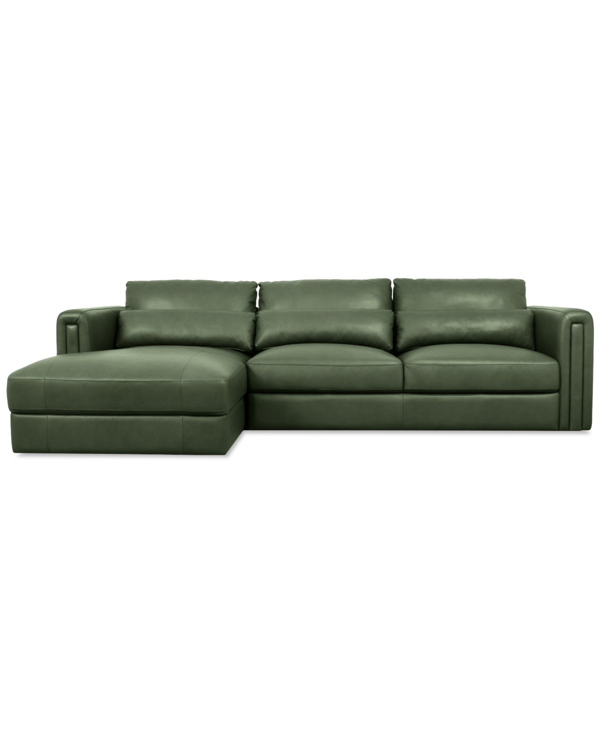 Macy's Touville 2-pc. Leather Sectional With Chaise, Exclusively At  In Green