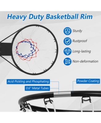 18 Inch Basketball Rim Goal Replacement with All Weather Net and Mounting Hardware-Black