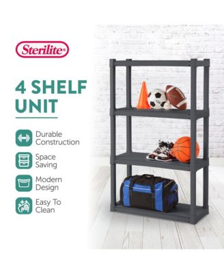 Plastic Indoor Outdoor 4 Shelf Durable Shelving Unit, Gray, 2 Pack