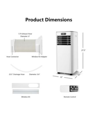 8000 BTU 3-in-1 Portable Air Conditioner with Remote Control