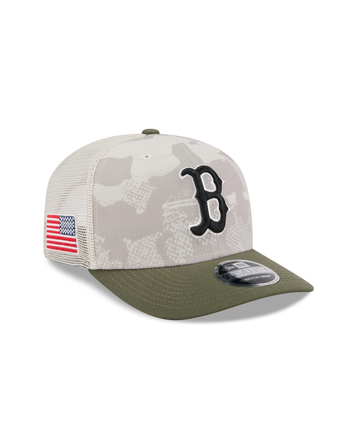NEW ERA MEN'S LIGHT BEIGE/OLIVE BOSTON RED SOX 2025 ARMED FORCES DAY 9SEVENTY ADJUSTABLE HAT 