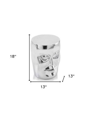 18" Silver Aluminum Faces Round End Table