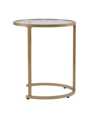 Set of Two Glass and Steel Round Nested Tables for Living Room or Bedroom