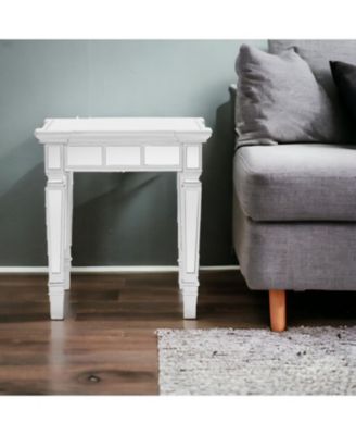 Glass Square End Table for Living Room or Bedroom Accent