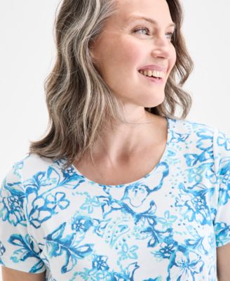 Women's Printed Scoop-Neck Short-Sleeve Top, Exclusively at Macy's