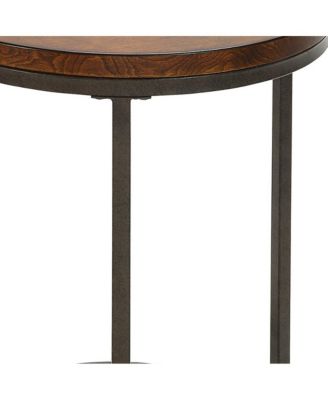 Wood and Iron Round Accent Table – Industrial Style with Rustic Charm for Living Room