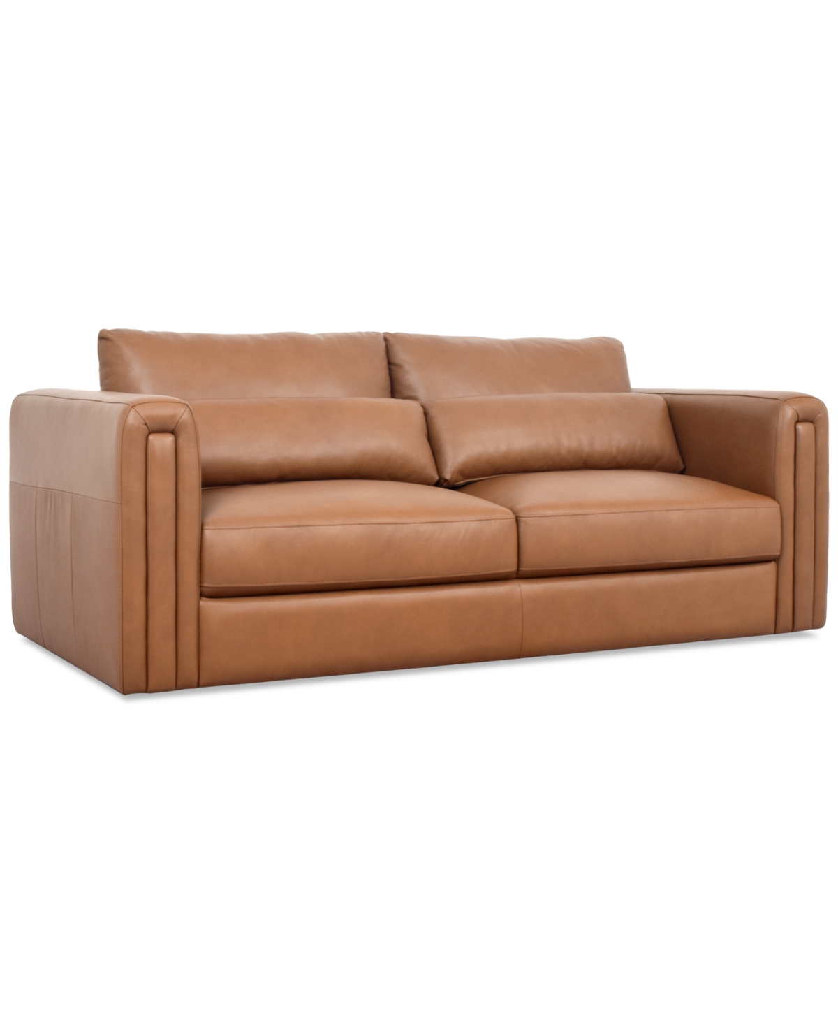 Macy's Touville Leather Sofa, Exclusively At  In Brown