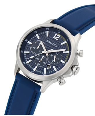 Men's Chronograph or Date Blue Silicone Watch, 45mm