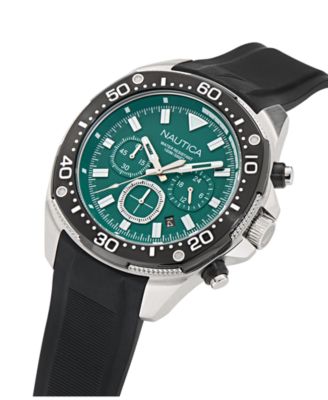 Men's Chronograph Black Silicone Watch, 46mm