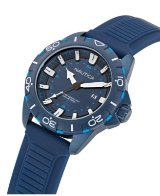Men's Analog Blue Silicone Watch, 44mm