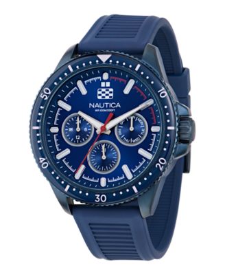 Men's Analog Blue Silicone Watch Set, 46mm