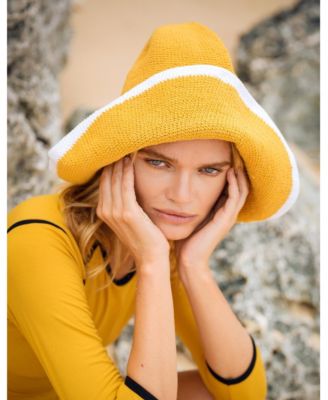 Bloom Line Crochet Sun Hat In Canary Yellow