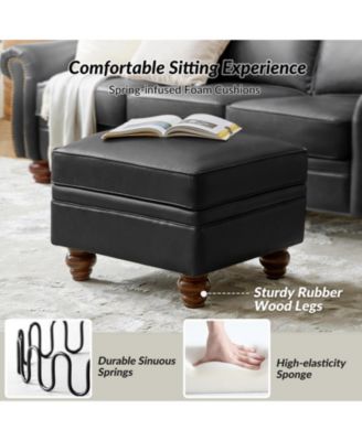 Sabina Transitional 27" Wide Ottoman with Solid Wood Legs