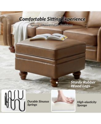 Sabina Transitional 27" Wide Ottoman with Solid Wood Legs