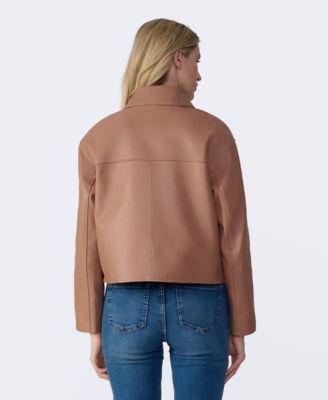 Women's Cropped Leather Jacket, Created for Macy's