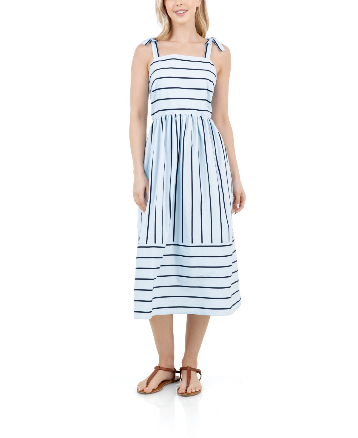 Fever Women's Sleeveless Bow Tie Straps Midi Dress