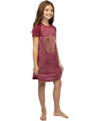 Big Girls Foil Print Hogwarts House Crest Short-Sleeve Raglan Nightgown Pajama