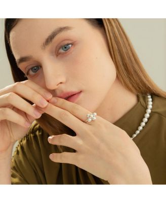 Sterling Silver Isabelle Cluster Pearl Adjustable Ring