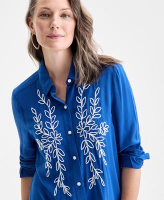 Women's Embroidered Perfect Shirt, Exclusively at Macy's