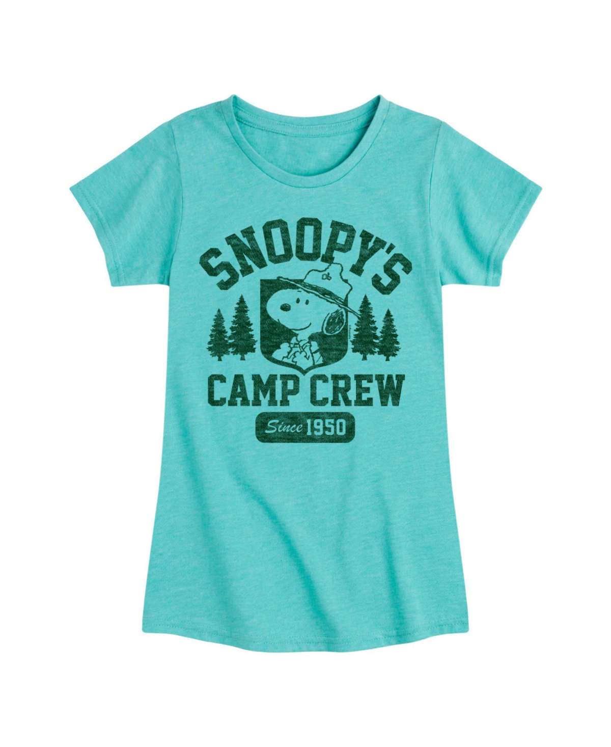 HYBRID APPAREL BIG GIRLS PEANUTS SNOOPY'S CAMPING CREW GRAPHIC T-SHIRT 