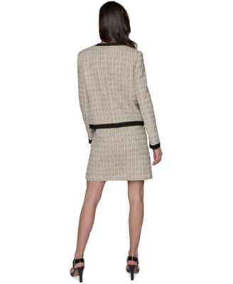 Women's Tweed Open-Front Framed Jacket