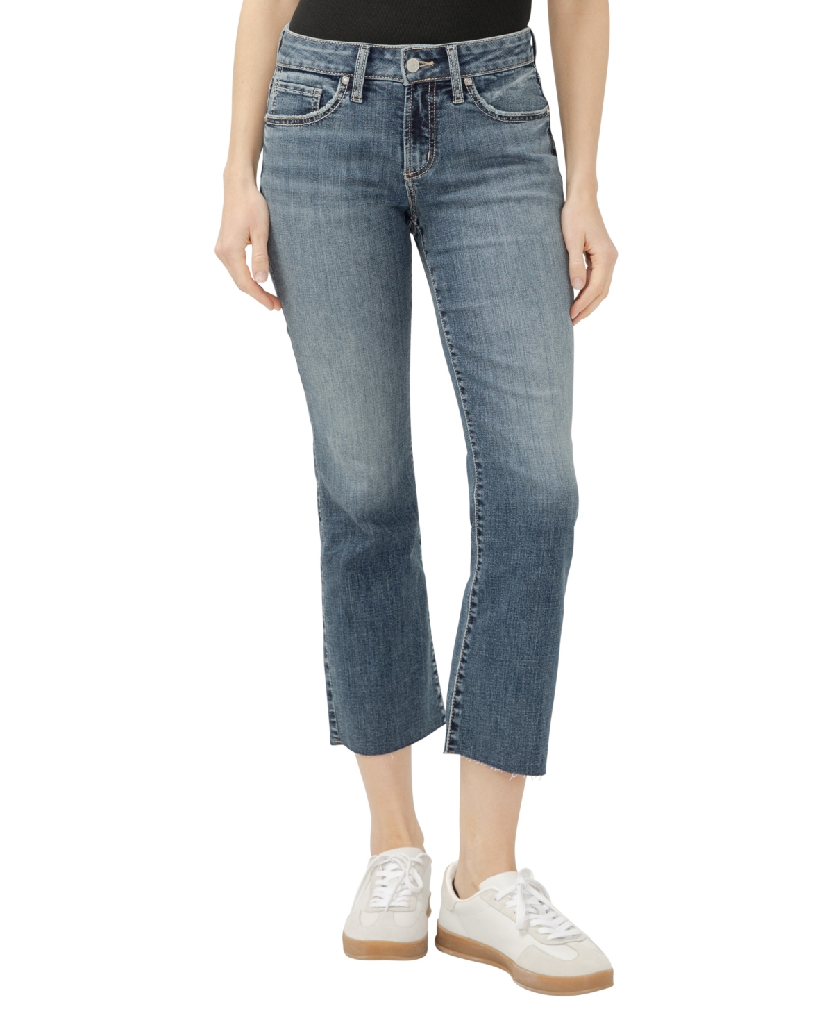 Silver Jeans Co. Women's Suki Mid Rise Curvy Fit Flare Jeans