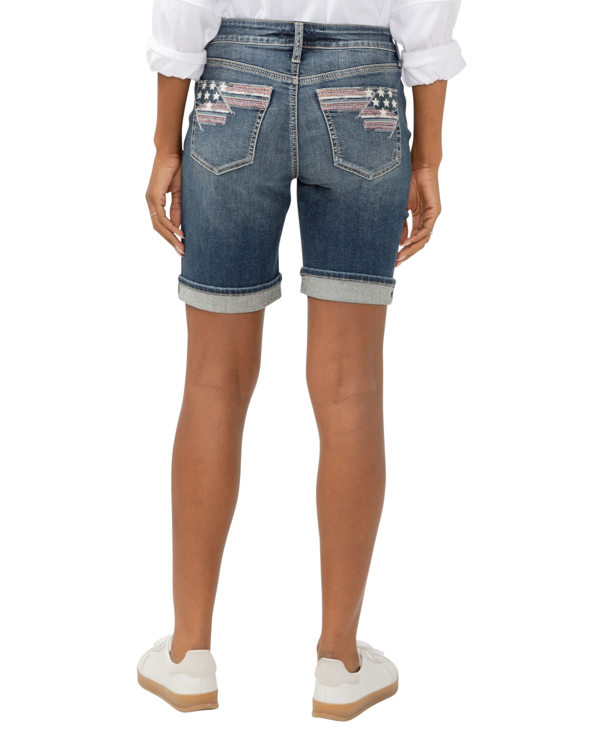 Shop Silver Jeans Co. Women's Suki Mid Rise Curvy Fit Bermuda Shorts