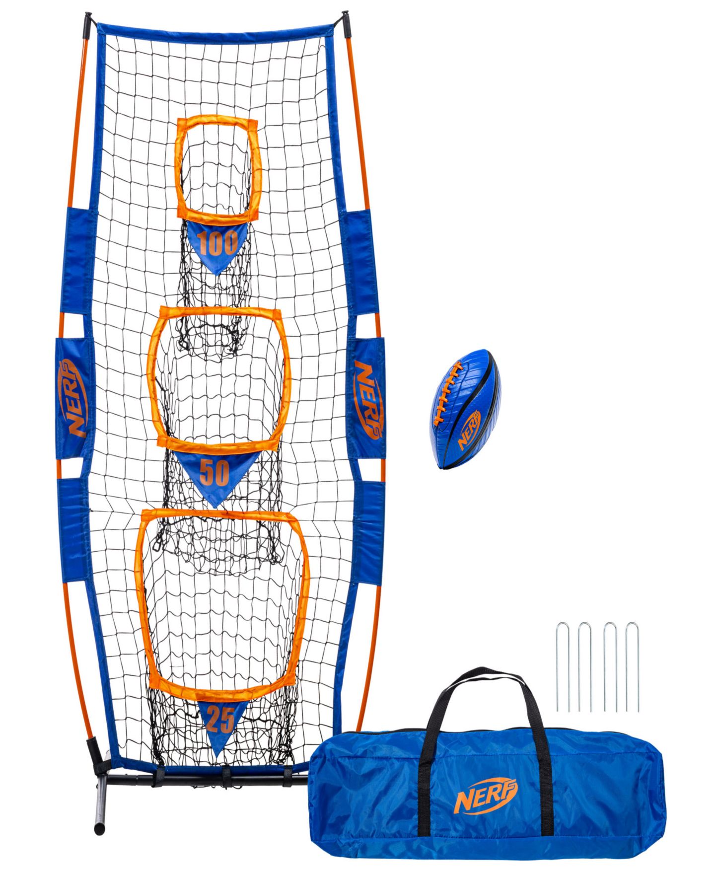 Детская игрушка Franklin Sports Pro Pass Fiberglass Target Toss Net with Football and Stakes, 60" L x 24" W, Ages 6+ — фото 1