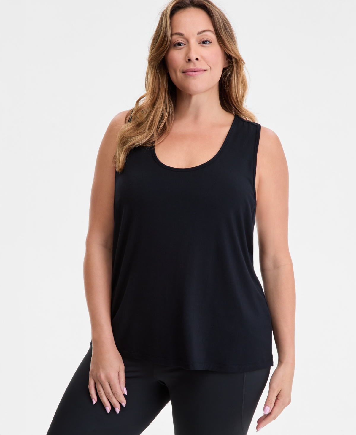 Plus Size Relaxed Racerback Tank Top, Exclusively at Macy's - Arctic Lime