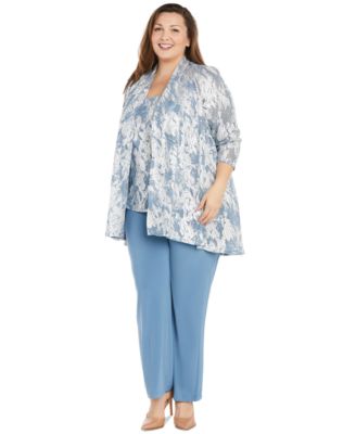 Plus Size 3-Pc. Embellished Jacket, Necklace Top & Pant Set