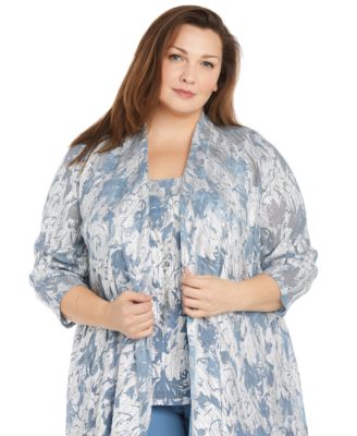 Plus Size 3-Pc. Embellished Jacket, Necklace Top & Pant Set