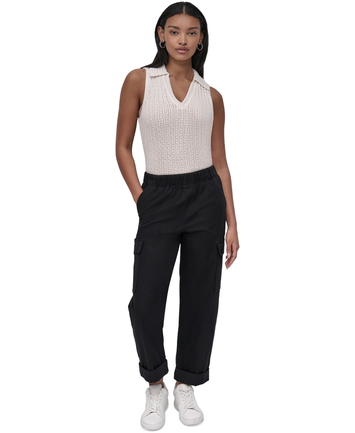 Shop Dkny Jeans Women's High-rise Pull-on Cargo Pants