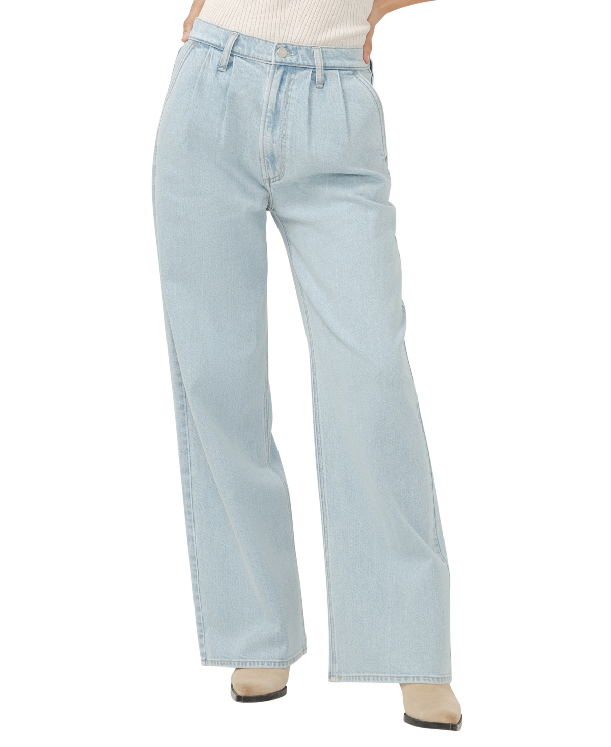 Silver Jeans Co. Women's High Rise Pleated Trouser Jeans