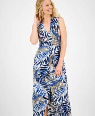 Women's Printed Twist-Front Maxi Dress
