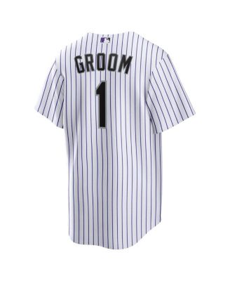 Men's&nbsp;White Colorado Rockies 1 Groom Home Replica Jersey