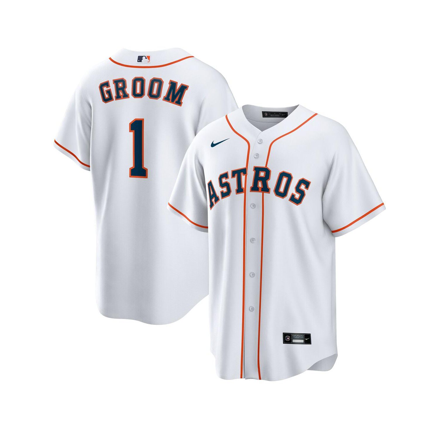 Men's White Houston Astros 1 Groom Home Replica Jersey