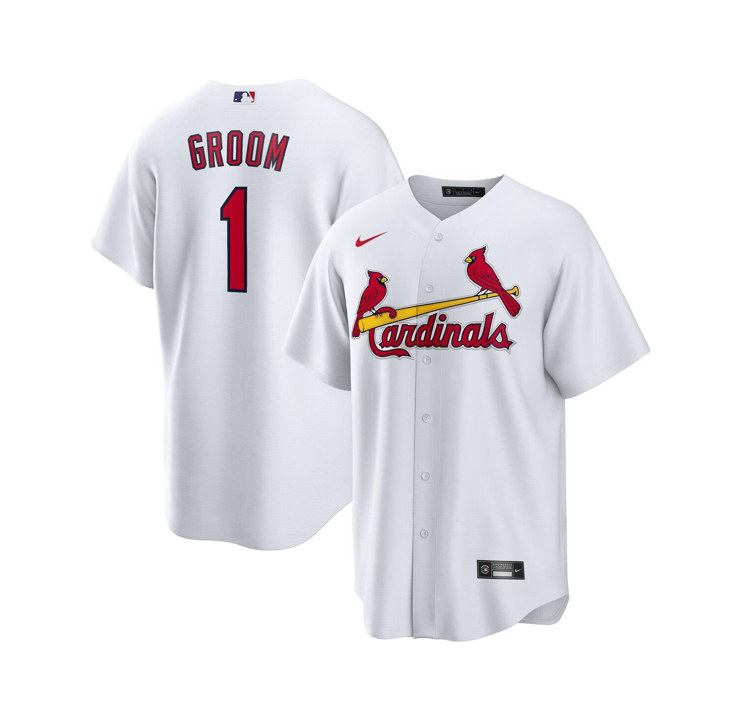 Men's White St. Louis Cardinals 1 Groom Home Replica Jersey