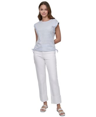 Women's Side-Tie Ruched Sleeveless T-Shirt